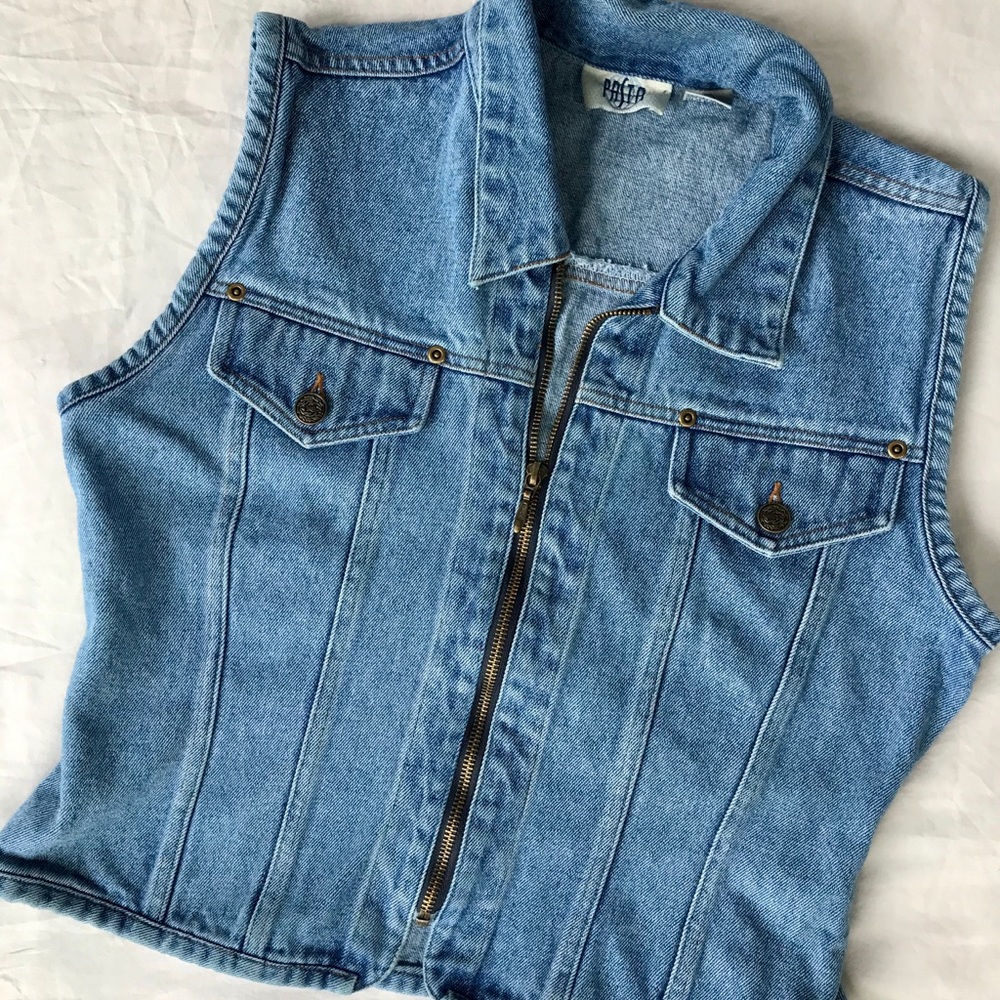Vintage Denim Zip-up Vest